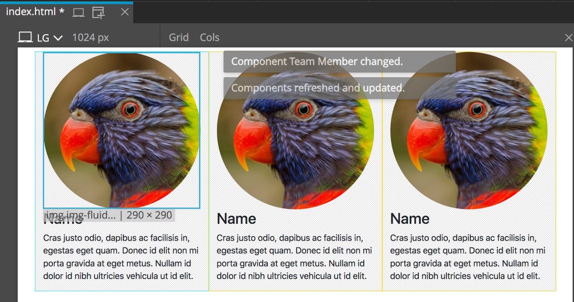 Updating the Defining component will update all instances