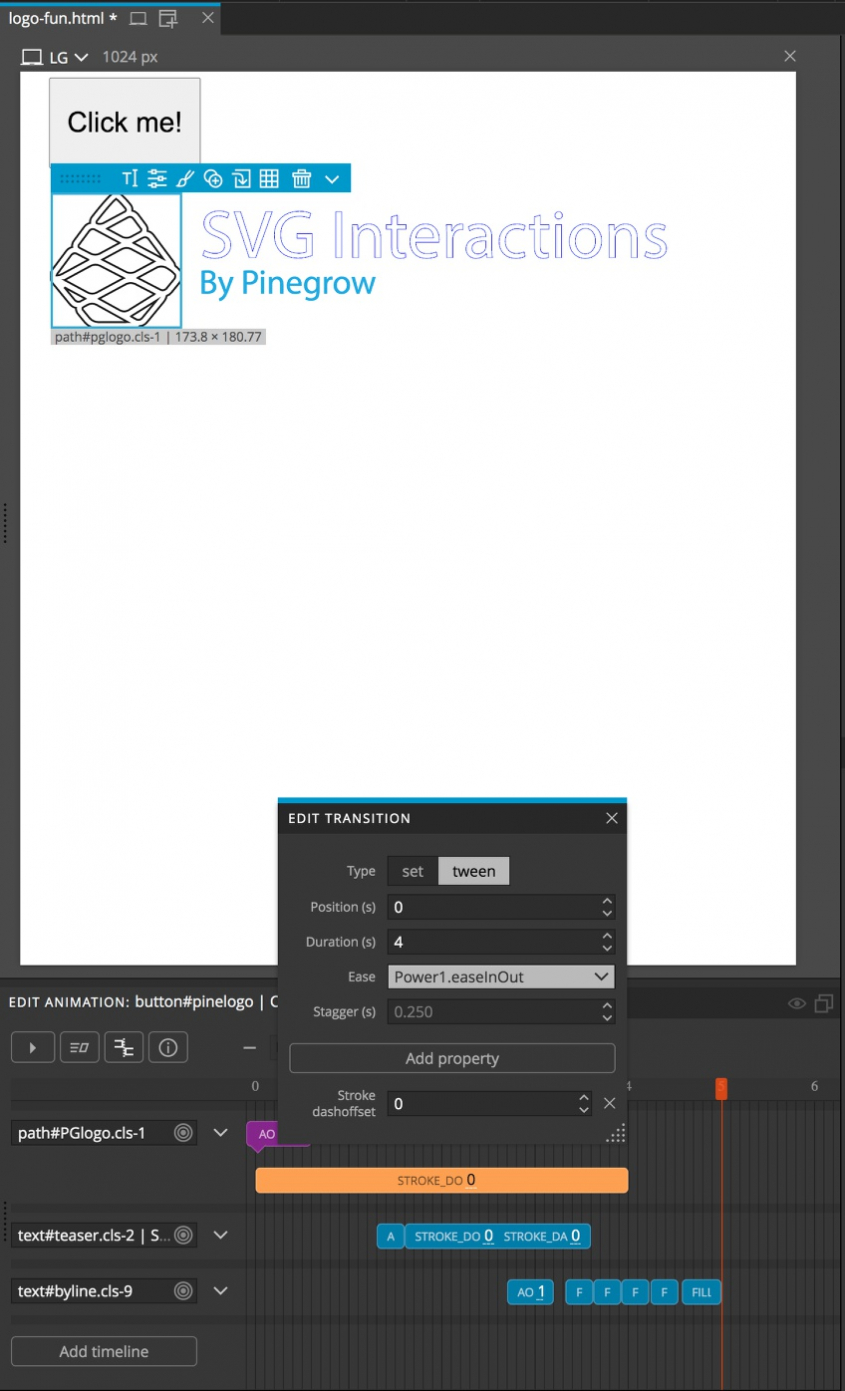 Pinegrow SVG Interaction project snapshot